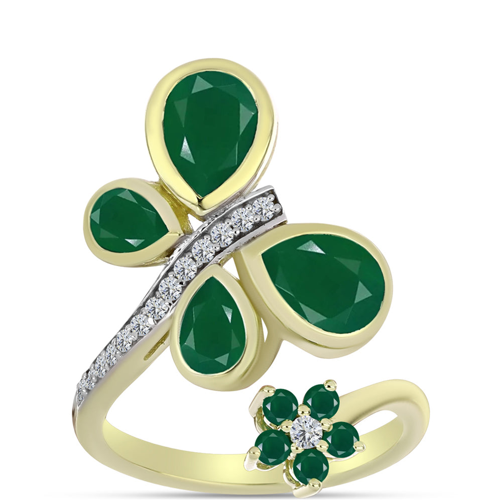 Inel din Argint 925 Placat cu Aur ( 4.26 grame ) cu Agat Verde 3.03 Carate 7 
