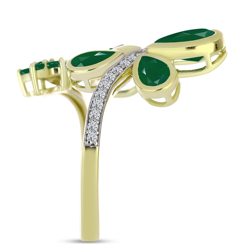 Inel din Argint 925 Placat cu Aur ( 4.26 grame ) cu Agat Verde 3.03 Carate 4 