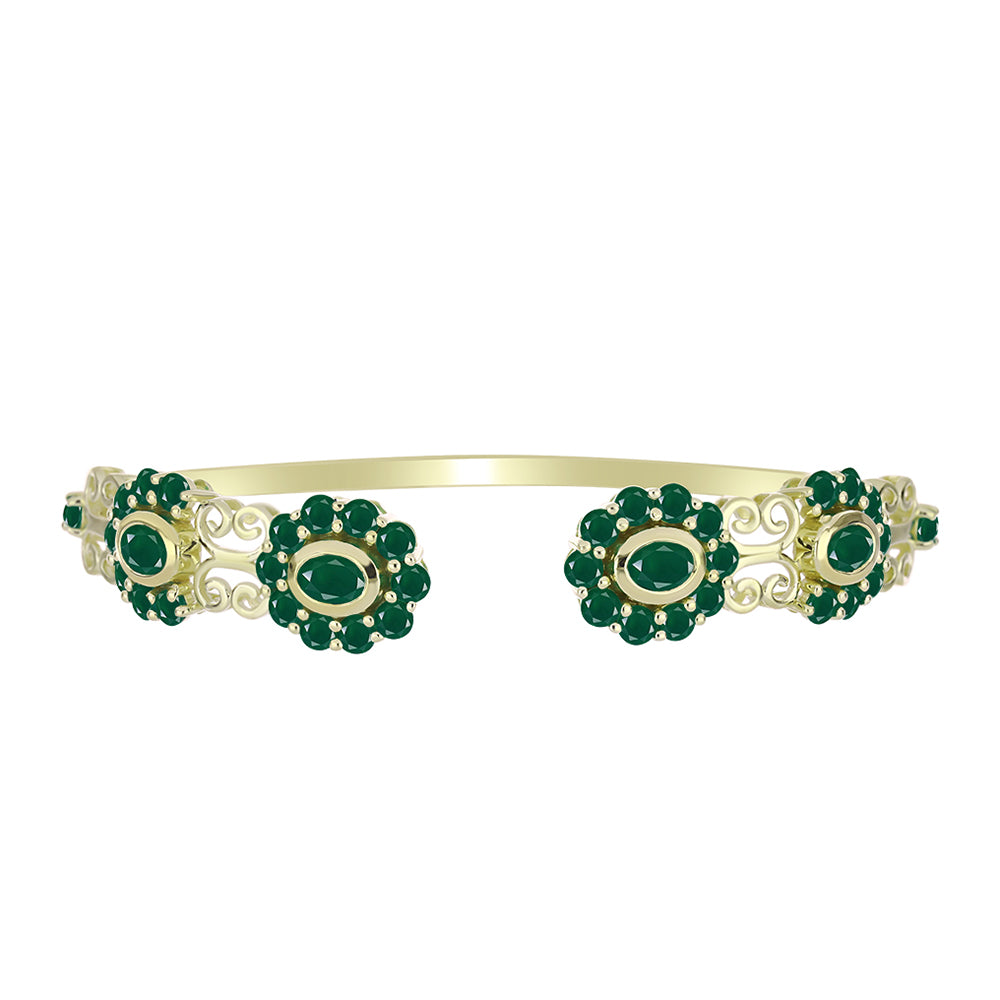 Brățară din Argint 925 Placat cu Aur ( 11.83 grame ) cu Agat Verde 5.52 Carate