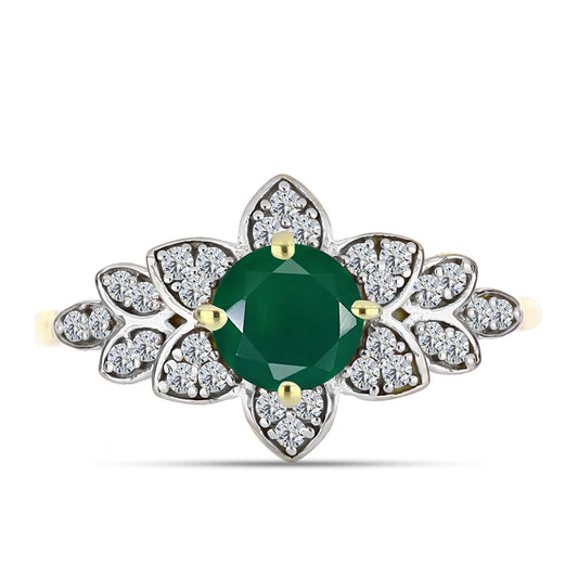 Inel din Argint 925 Placat cu Aur ( 2.69 grame ) cu Agat Verde și Topaz Alb 1.01 Carate