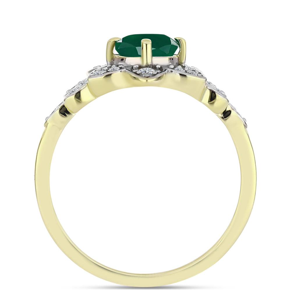 Inel din Argint 925 Placat cu Aur ( 2.69 grame ) cu Agat Verde și Topaz Alb 1.01 Carate