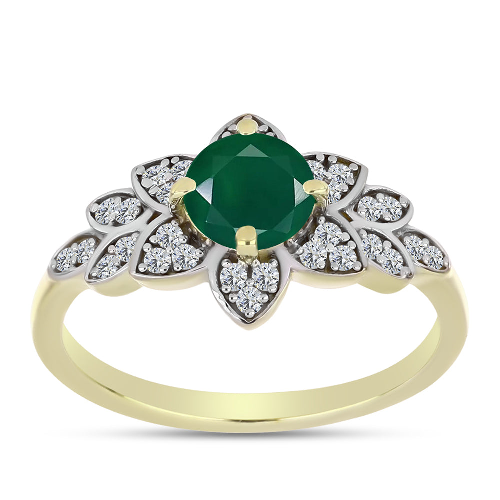 Inel din Argint 925 Placat cu Aur ( 2.69 grame ) cu Agat Verde și Topaz Alb 1.01 Carate 3 