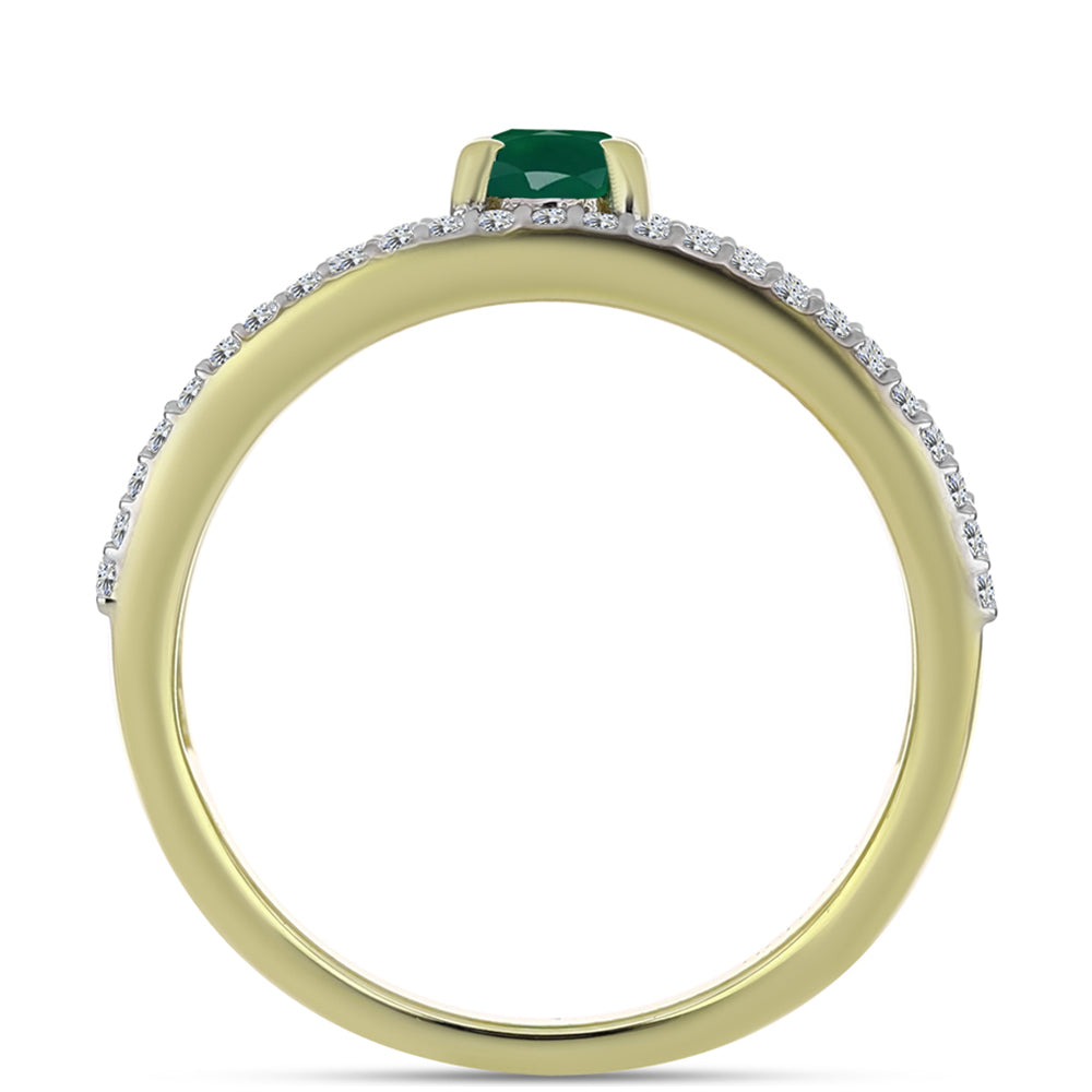 Inel din Argint 925 Placat cu Aur ( 4.6 grame ) cu Agat Verde și Topaz Alb 1.48 Carate 2 
