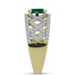Inel din Argint 925 Placat cu Aur ( 4.6 grame ) cu Agat Verde și Topaz Alb 1.48 Carate