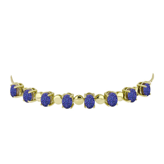 Brățară din Argint 925 Placat cu Aur ( 6.61 grame ) cu Drusă Violet 6.59 Carate