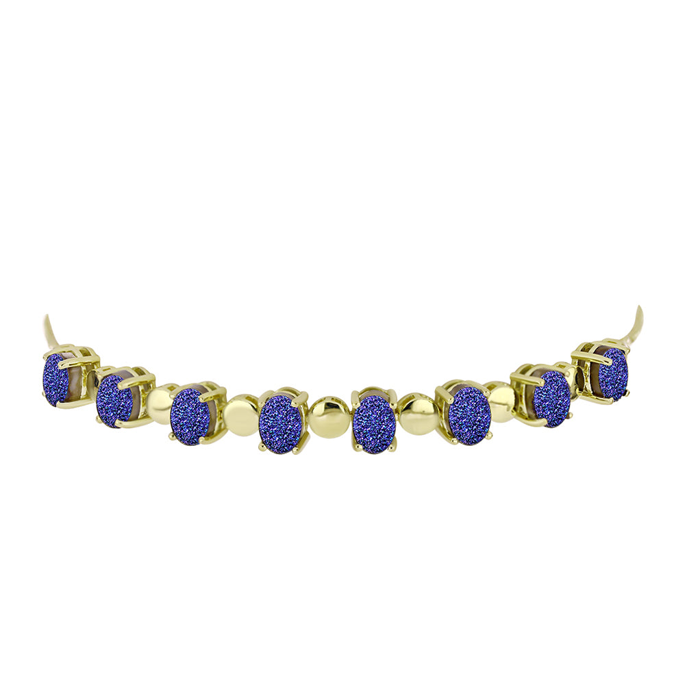 Brățară din Argint 925 Placat cu Aur ( 6.61 grame ) cu Drusă Violet 6.59 Carate 5 