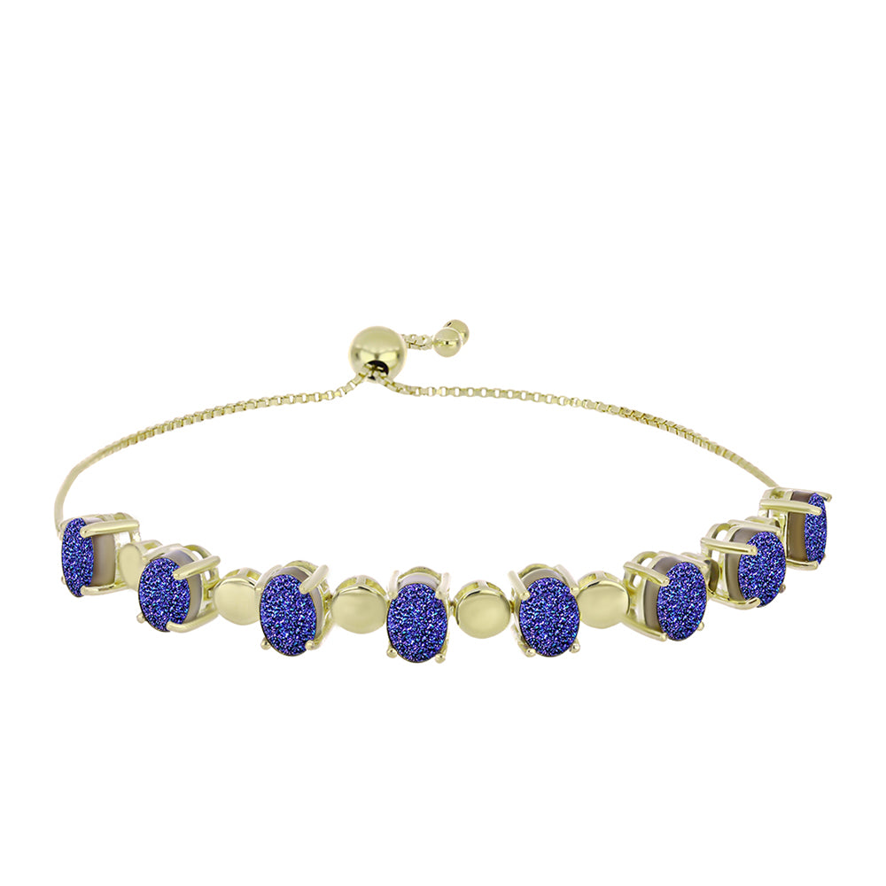 Brățară din Argint 925 Placat cu Aur ( 6.61 grame ) cu Drusă Violet 6.59 Carate 1 