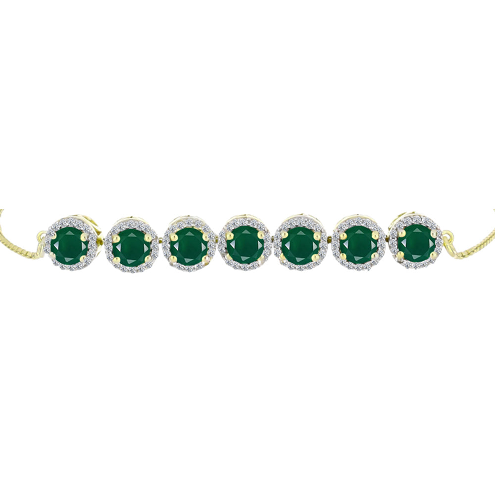 Brățară din Argint 925 Placat cu Aur ( 6.99 grame ) cu Agat Verde și Topaz Alb 3.8 Carate 3 