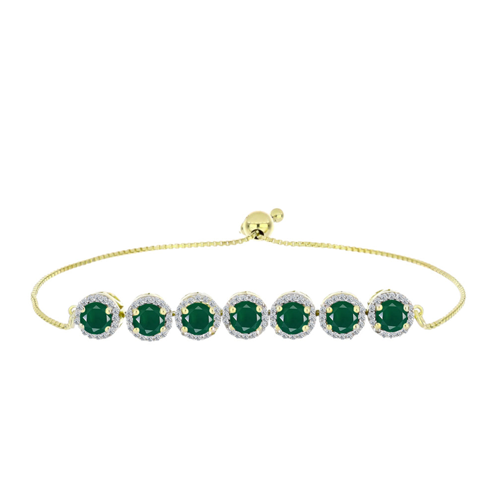 Brățară din Argint 925 Placat cu Aur ( 6.99 grame ) cu Agat Verde și Topaz Alb 3.8 Carate 1 