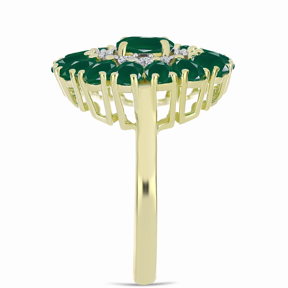 Inel din Argint 925 Placat cu Aur ( 3.89 grame ) cu Agat Verde 2.58 Carate 4 