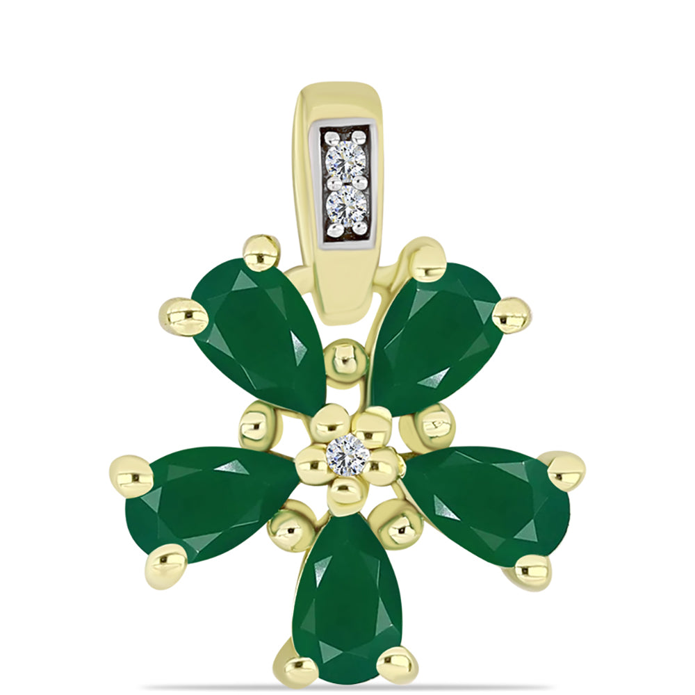 Pandantiv din Argint 925 Placat cu Aur ( 1.44 grame ) cu Agat Verde și Topaz Alb 0.99 Carate 3 