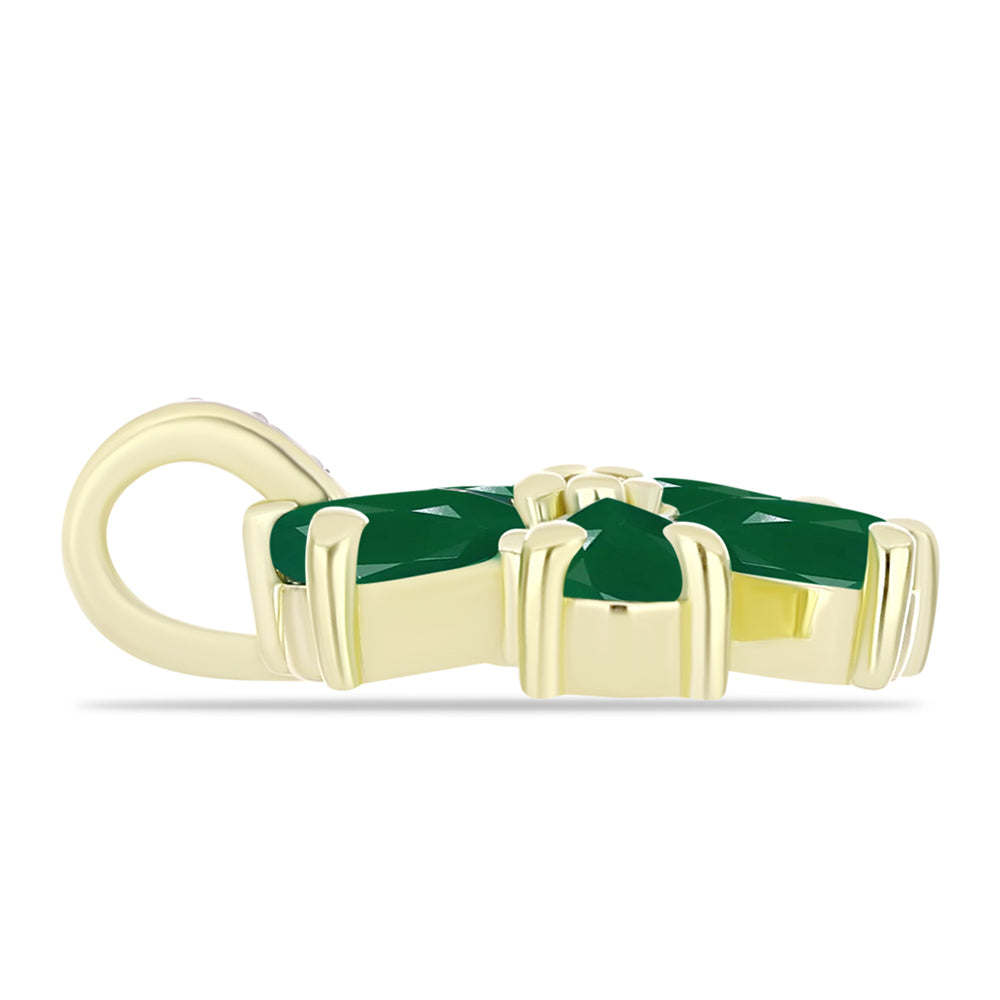 Pandantiv din Argint 925 Placat cu Aur ( 1.44 grame ) cu Agat Verde și Topaz Alb 0.99 Carate 2 