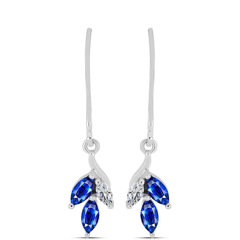 Cercei din Argint 925 ( 1.91 grame ) cu Safir Albastru Australian și Topaz Alb 0.97 Carate 1 