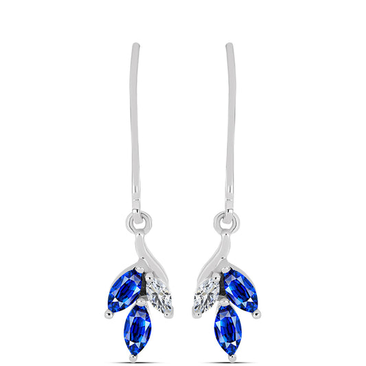 Cercei din Argint 925 ( 1.91 grame ) cu Safir Albastru Australian și Topaz Alb 0.97 Carate