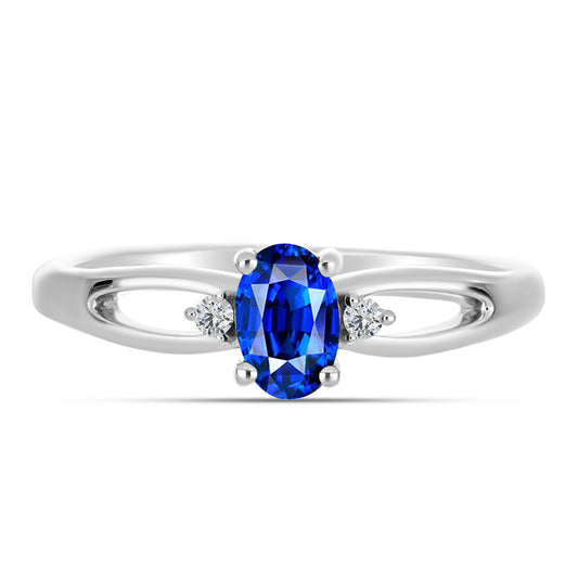 Inel din Argint 925 ( 2.07 grame ) cu Safir Albastru Australian și Topaz Alb 0.69 Carate