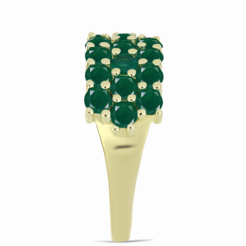 Inel din Argint 925 Placat cu Aur ( 4.35 grame ) cu Agat Verde 2.45 Carate 4 
