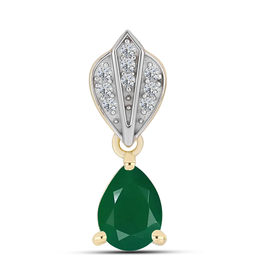 Pandantiv din Argint 925 Placat cu Aur ( 1.05 grame ) cu Agat Verde și Topaz Alb 1.07 Carate