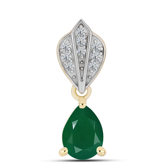 Pandantiv din Argint 925 Placat cu Aur ( 1.05 grame ) cu Agat Verde și Topaz Alb 1.07 Carate