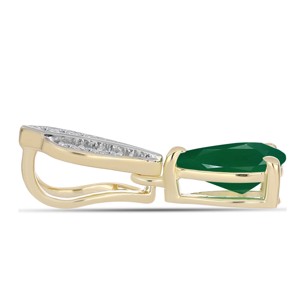 Pandantiv din Argint 925 Placat cu Aur ( 1.05 grame ) cu Agat Verde și Topaz Alb 1.07 Carate 2 