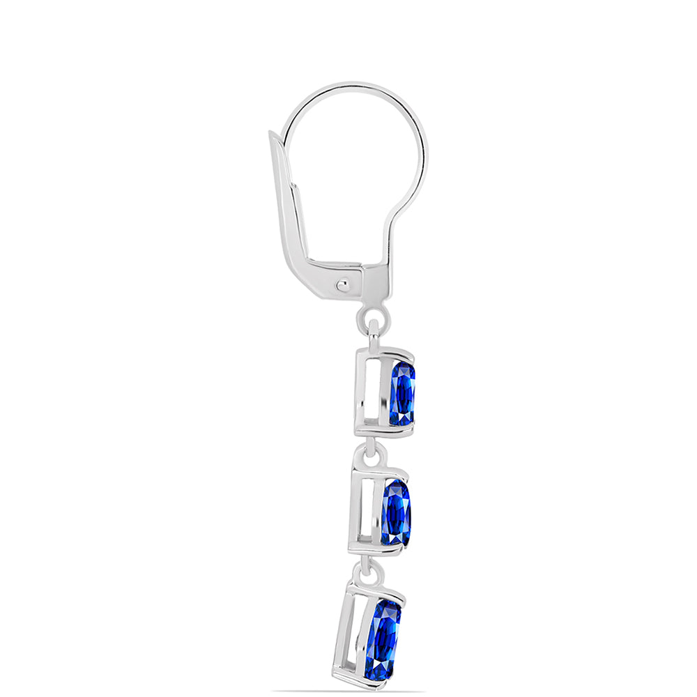 Cercei din Argint 925 ( 1.91 grame ) cu Safir Albastru Australian 2.59 Carate 4 