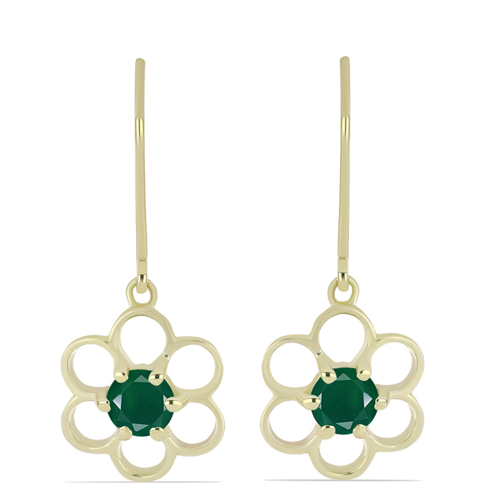 Cercei din Argint 925 Placat cu Aur ( 2.38 grame ) cu Agat Verde 0.86 Carate