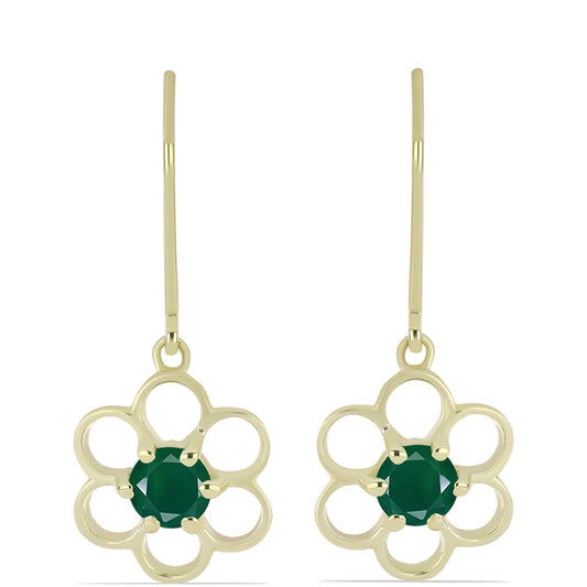 Cercei din Argint 925 Placat cu Aur ( 2.38 grame ) cu Agat Verde 0.86 Carate