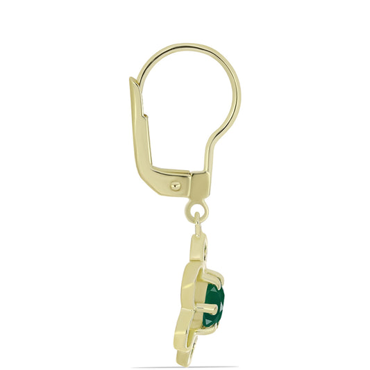 Cercei din Argint 925 Placat cu Aur ( 2.38 grame ) cu Agat Verde 0.86 Carate