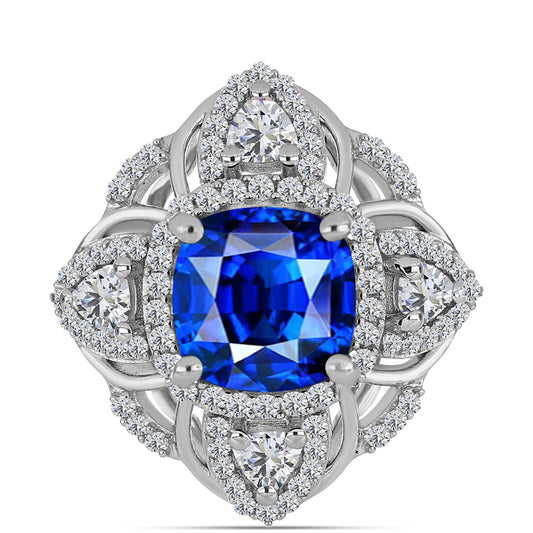 Inel din Argint 925 ( 3.65 grame ) cu Safir Albastru Australian și Topaz Alb 4.18 Carate
