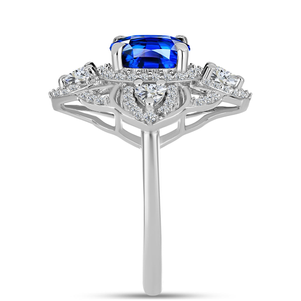 Inel din Argint 925 ( 3.65 grame ) cu Safir Albastru Australian și Topaz Alb 4.18 Carate