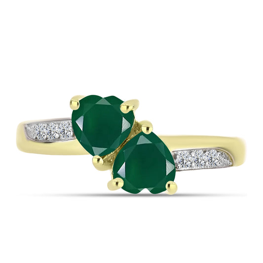 Inel din Argint 925 Placat cu Aur ( 2.78 grame ) cu Agat Verde și Topaz Alb 1.39 Carate