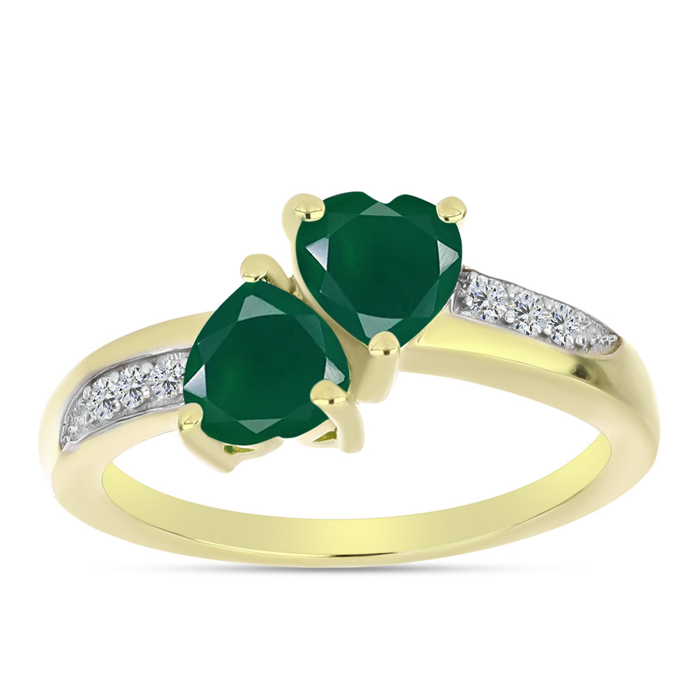 Inel din Argint 925 Placat cu Aur ( 2.78 grame ) cu Agat Verde și Topaz Alb 1.39 Carate 7 