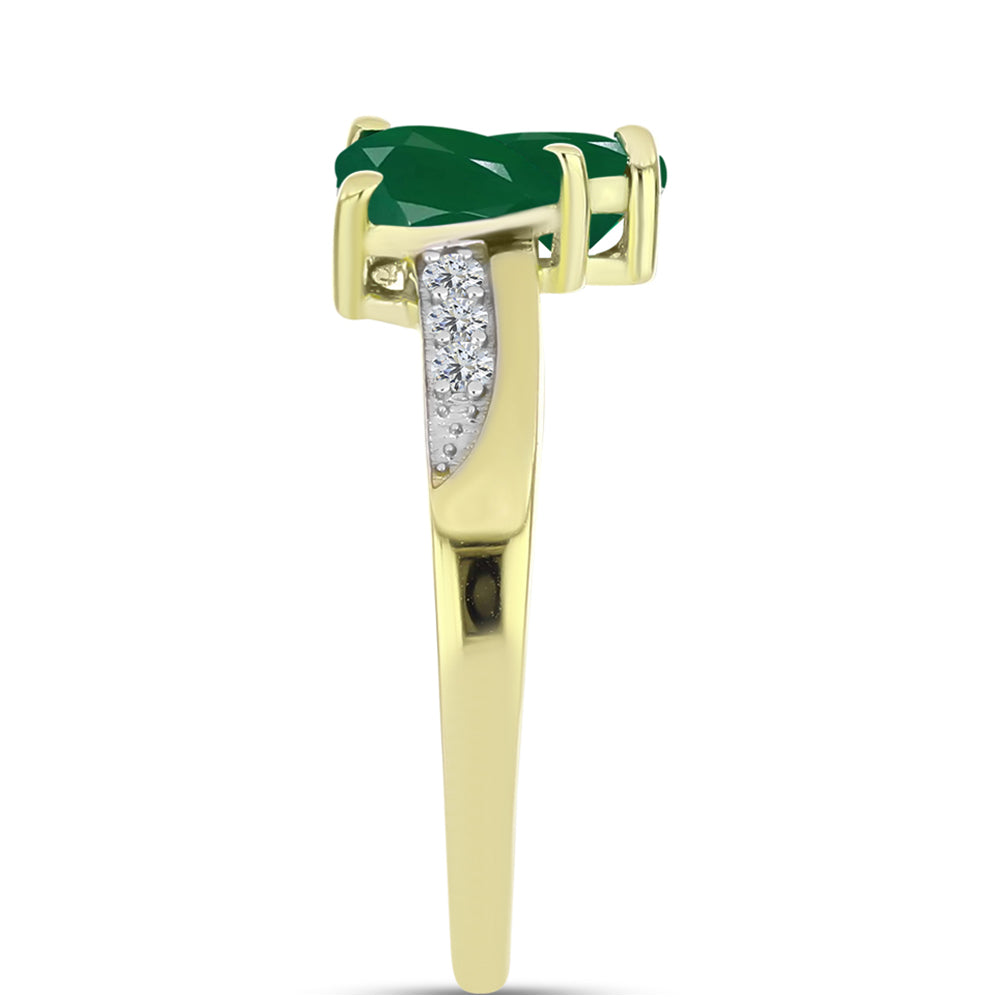 Inel din Argint 925 Placat cu Aur ( 2.78 grame ) cu Agat Verde și Topaz Alb 1.39 Carate