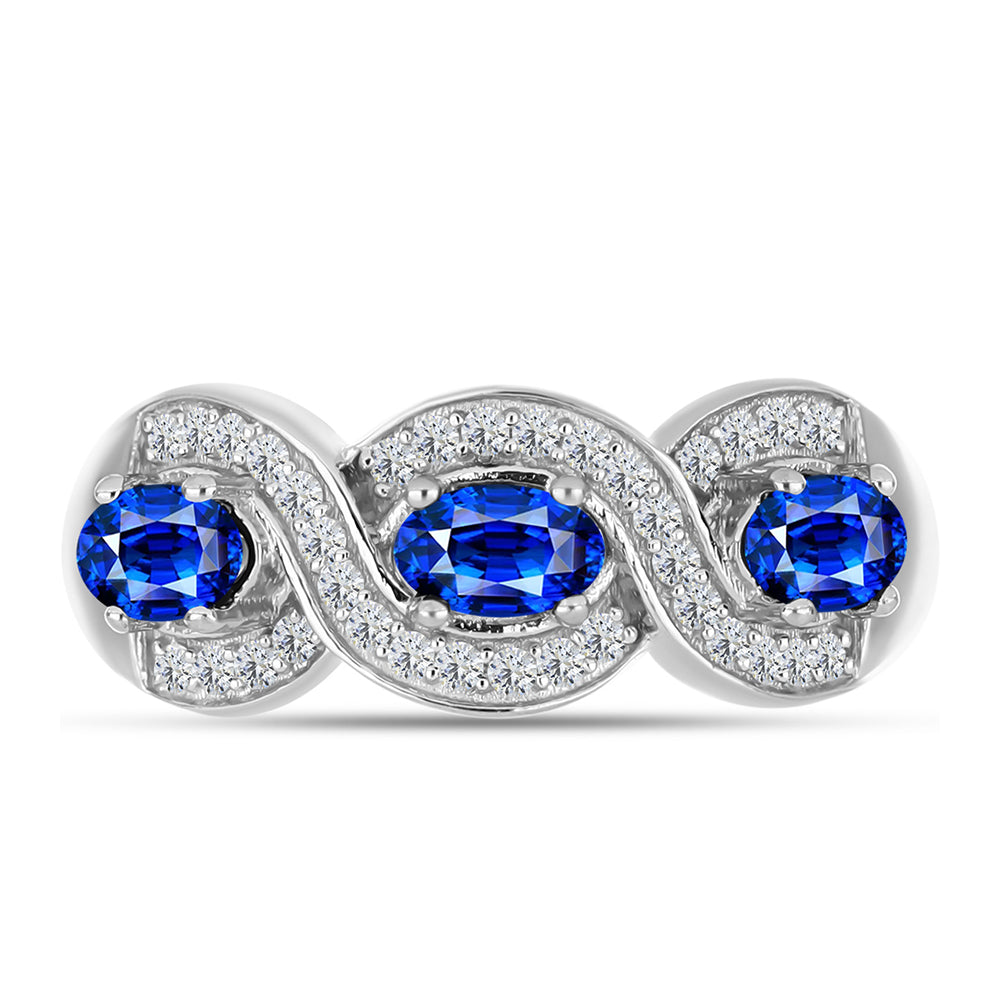 Inel din Argint 925 ( 3.46 grame ) cu Safir Albastru Australian și Topaz Alb 1.28 Carate