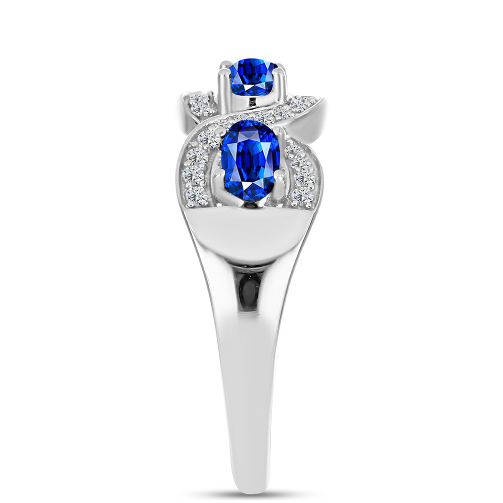 Inel din Argint 925 ( 3.46 grame ) cu Safir Albastru Australian și Topaz Alb 1.28 Carate