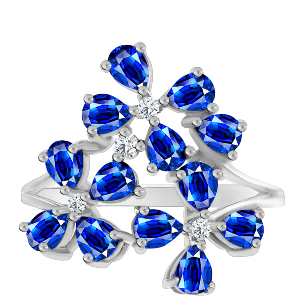 Inel din Argint 925 ( 3.21 grame ) cu Safir Albastru Australian și Topaz Alb 3.17 Carate