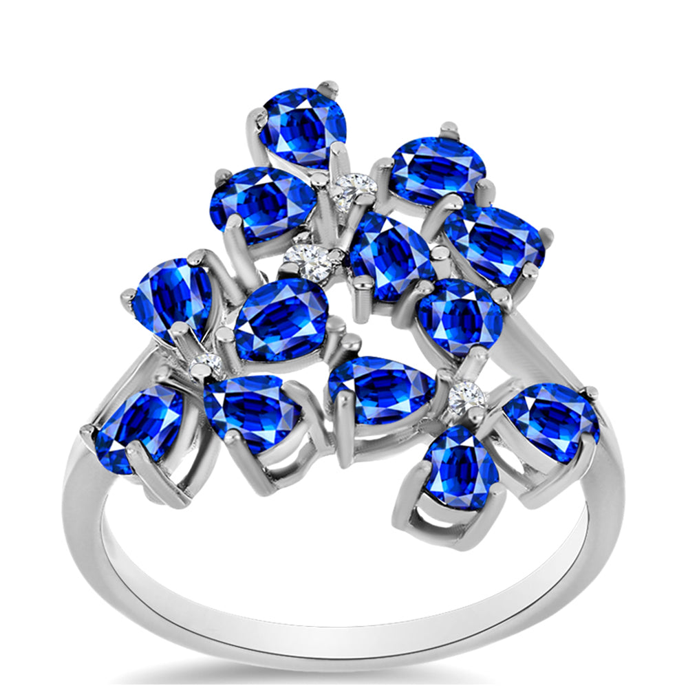 Inel din Argint 925 ( 3.21 grame ) cu Safir Albastru Australian și Topaz Alb 3.17 Carate