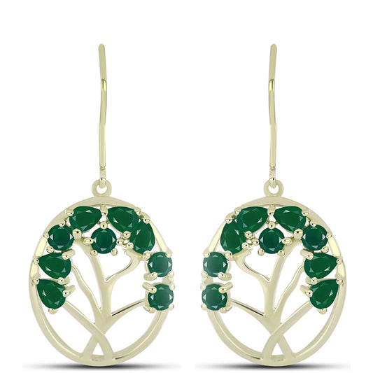 Cercei din Argint 925 Placat cu Aur ( 4.27 grame ) cu Agat Verde 2.39 Carate