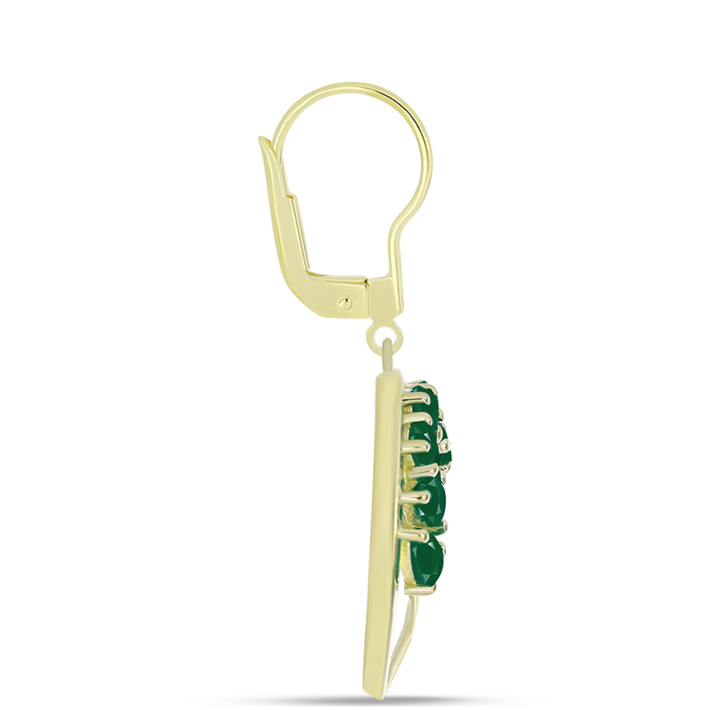 Cercei din Argint 925 Placat cu Aur ( 4.27 grame ) cu Agat Verde 2.39 Carate 2 
