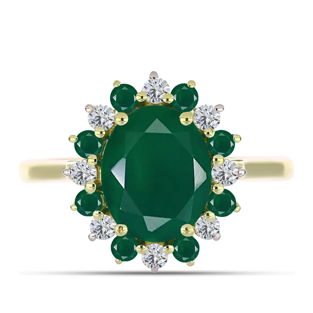 Inel din Argint 925 Placat cu Aur ( 2.57 grame ) cu Agat Verde 2.81 Carate 5 