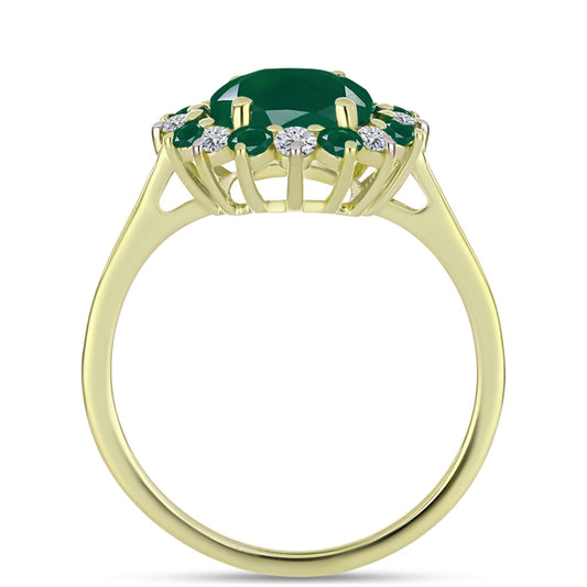 Inel din Argint 925 Placat cu Aur ( 2.57 grame ) cu Agat Verde 2.81 Carate