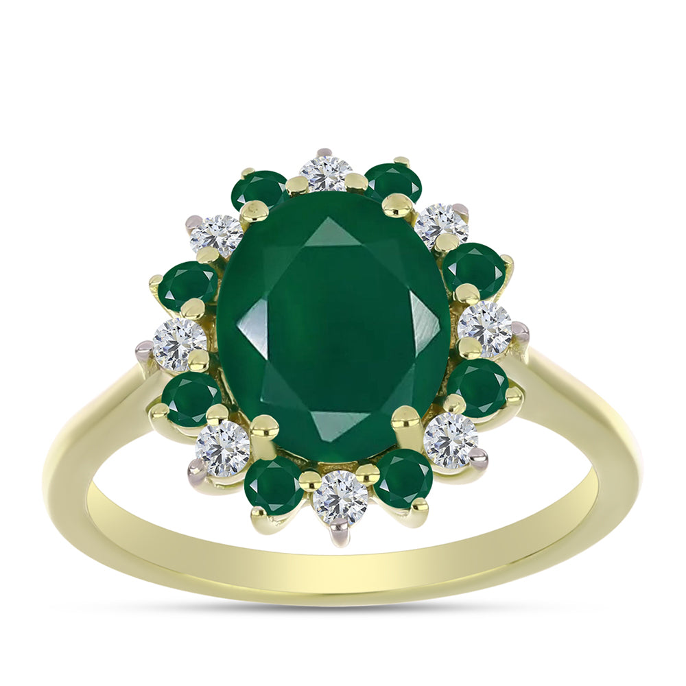 Inel din Argint 925 Placat cu Aur ( 2.57 grame ) cu Agat Verde 2.81 Carate
