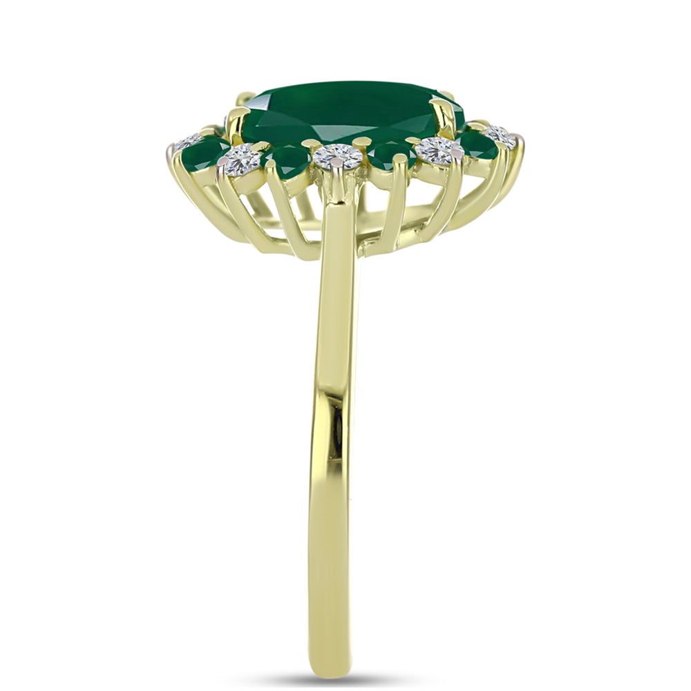 Inel din Argint 925 Placat cu Aur ( 2.57 grame ) cu Agat Verde 2.81 Carate 8 