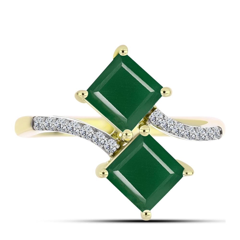 Inel din Argint 925 Placat cu Aur ( 2.88 grame ) cu Agat Verde și Topaz Alb 2.3 Carate 1 