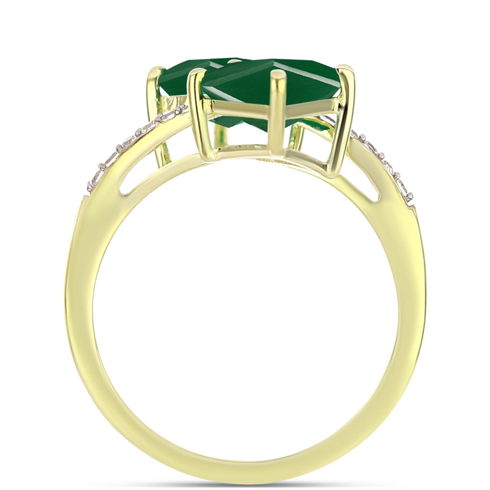 Inel din Argint 925 Placat cu Aur ( 2.88 grame ) cu Agat Verde și Topaz Alb 2.3 Carate 2 