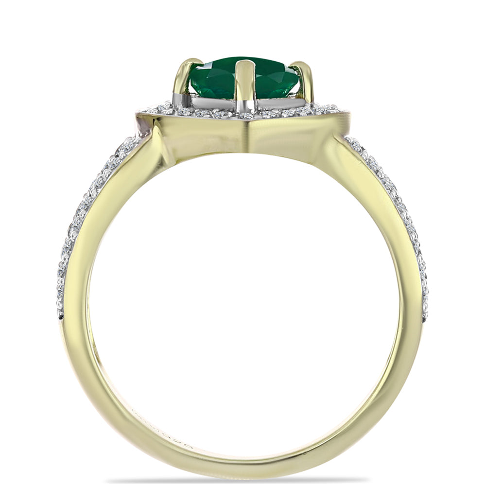 Inel din Argint 925 Placat cu Aur ( 3.59 grame ) cu Agat Verde și Topaz Alb 1.86 Carate
