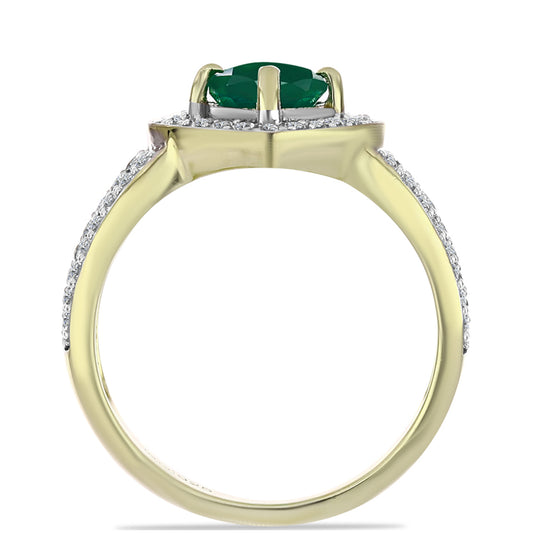 Inel din Argint 925 Placat cu Aur ( 3.59 grame ) cu Agat Verde și Topaz Alb 1.86 Carate
