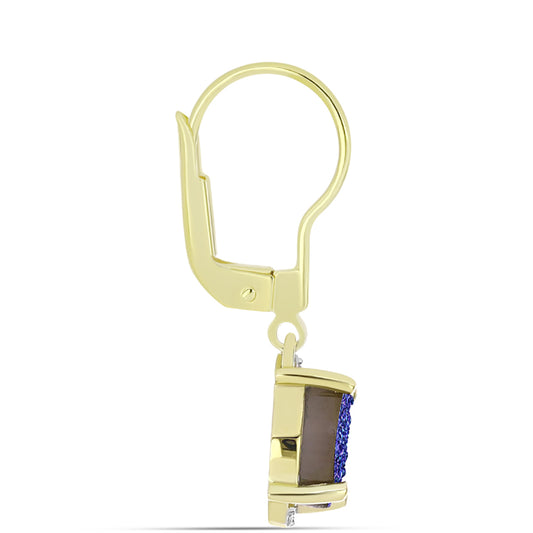 Cercei din Argint 925 Placat cu Aur ( 2.18 grame ) cu Drusă Violet și Topaz Alb 2.52 Carate