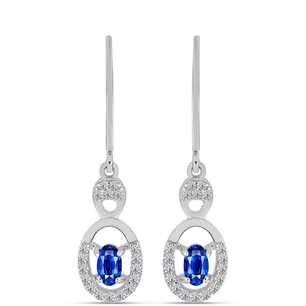 Cercei din Argint 925 ( 2.29 grame ) cu Safir Albastru Australian și Topaz Alb 0.96 Carate 1 