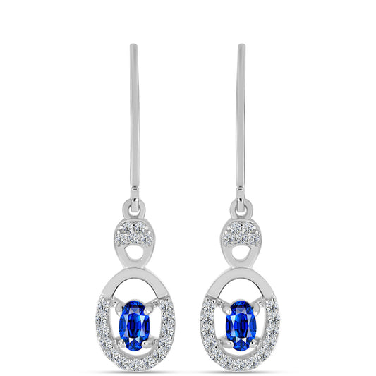 Cercei din Argint 925 ( 2.29 grame ) cu Safir Albastru Australian și Topaz Alb 0.96 Carate