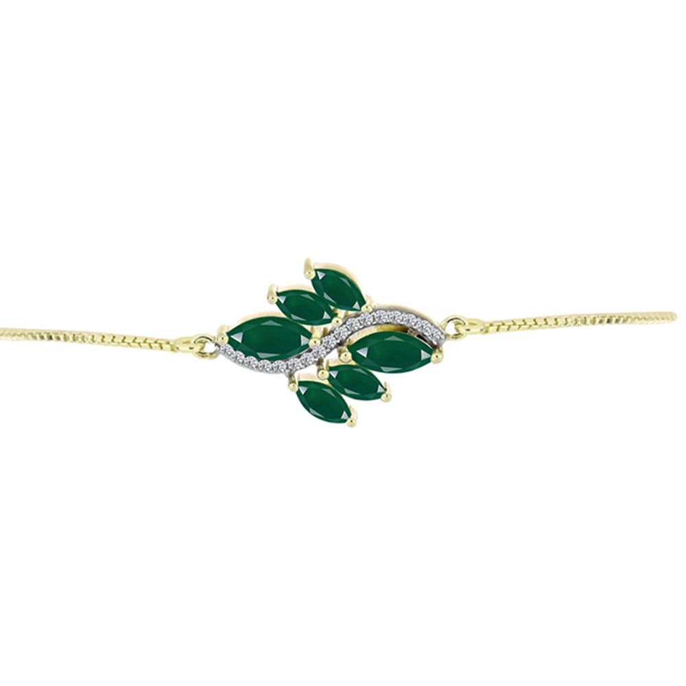 Brățară din Argint 925 Placat cu Aur ( 3.96 grame ) cu Agat Verde 1.99 Carate